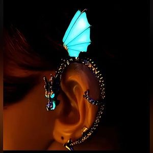 Glow in the dark silver dragon ear cuff NON pierced earring unisex jewelry NEW